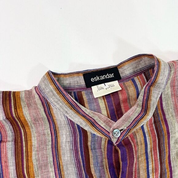 Eskandar Pant Set Womens Size 1 & 2 Multicolor Linen Striped Neiman Marcus - Picture 5 of 16